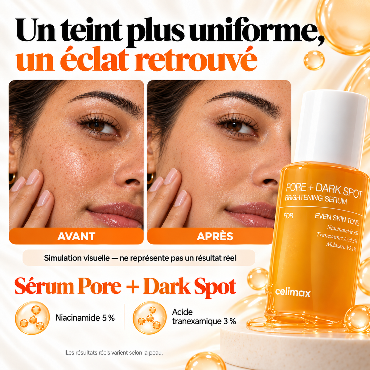 celimax pore + dark spot serum eclaircissant 30ml