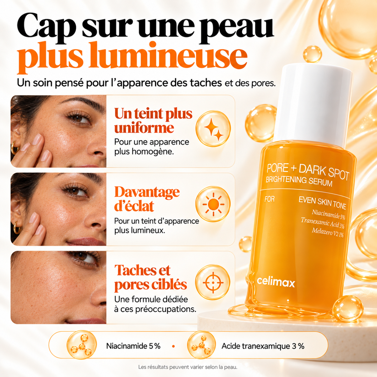 celimax pore + dark spot serum eclaircissant 30ml