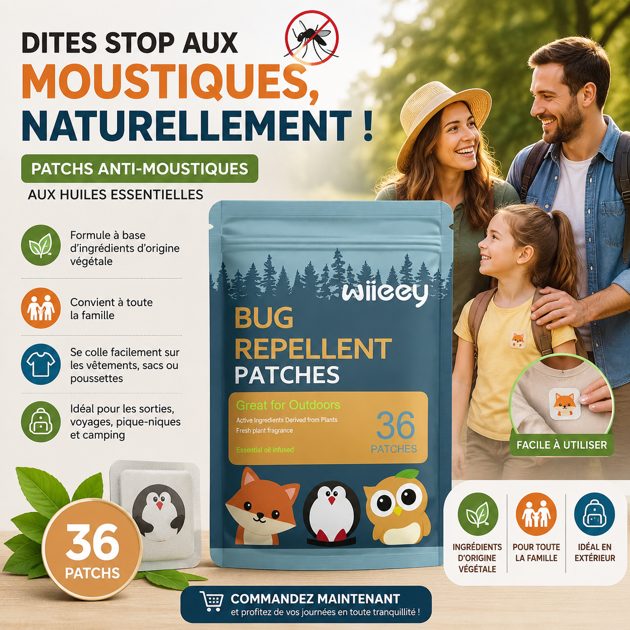 Patchs Anti-Moustiques aux Huiles Essentielles