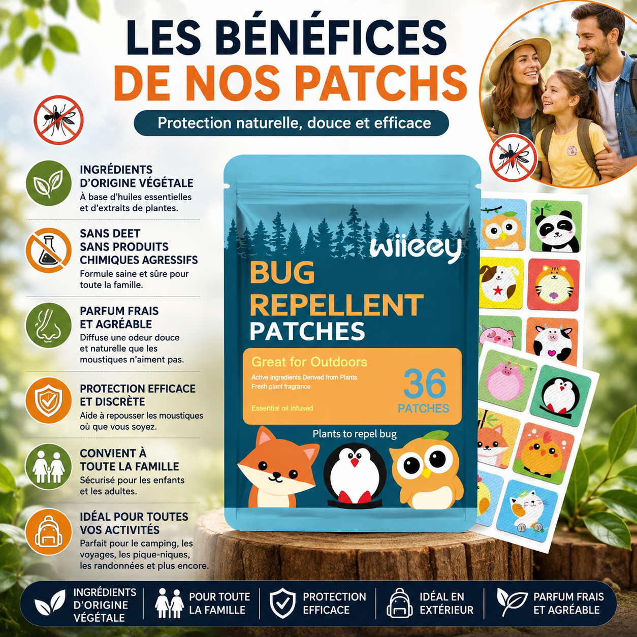 Patchs Anti-Moustiques aux Huiles Essentielles
