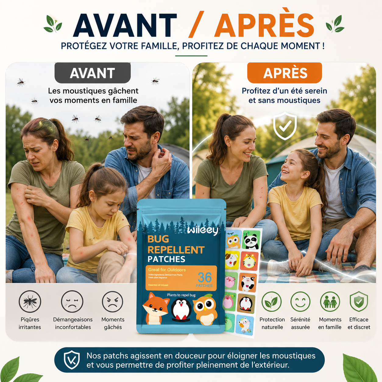Patchs Anti-Moustiques aux Huiles Essentielles