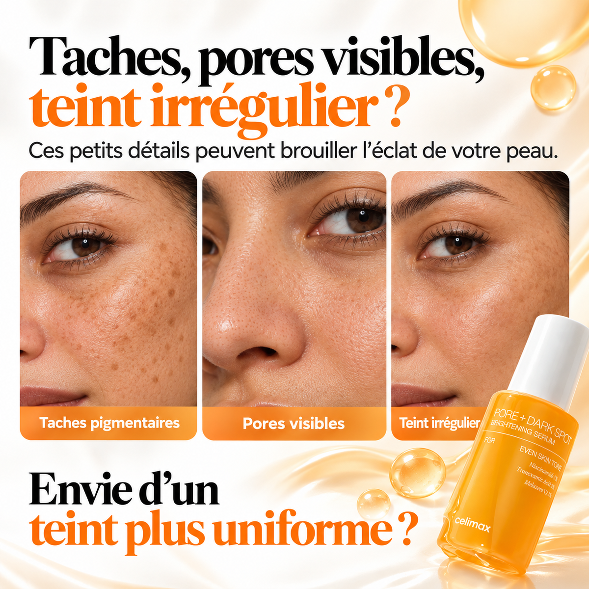 celimax pore + dark spot serum eclaircissant 30ml